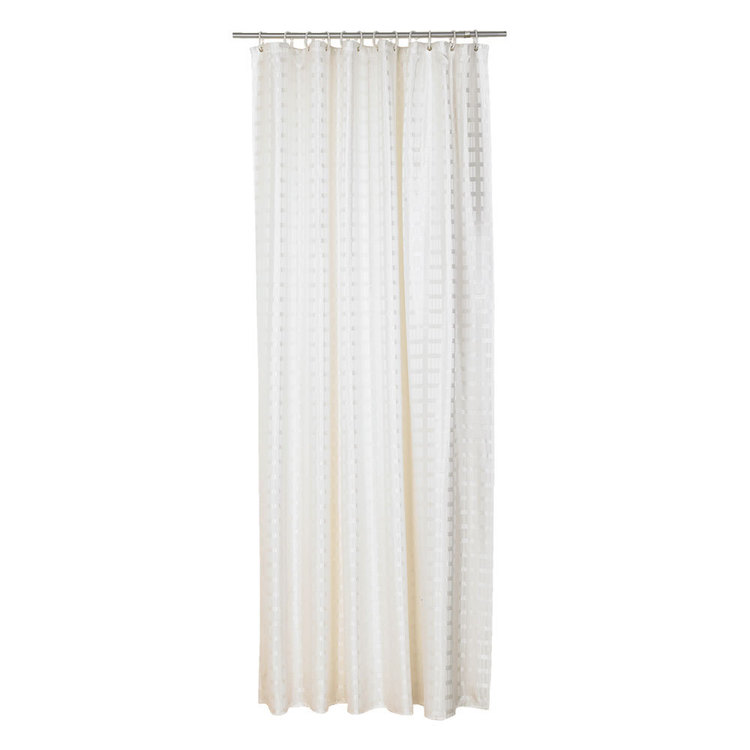Hyde Park Jacquard Box Stripe Shower Curtain White 180 x 213 cm