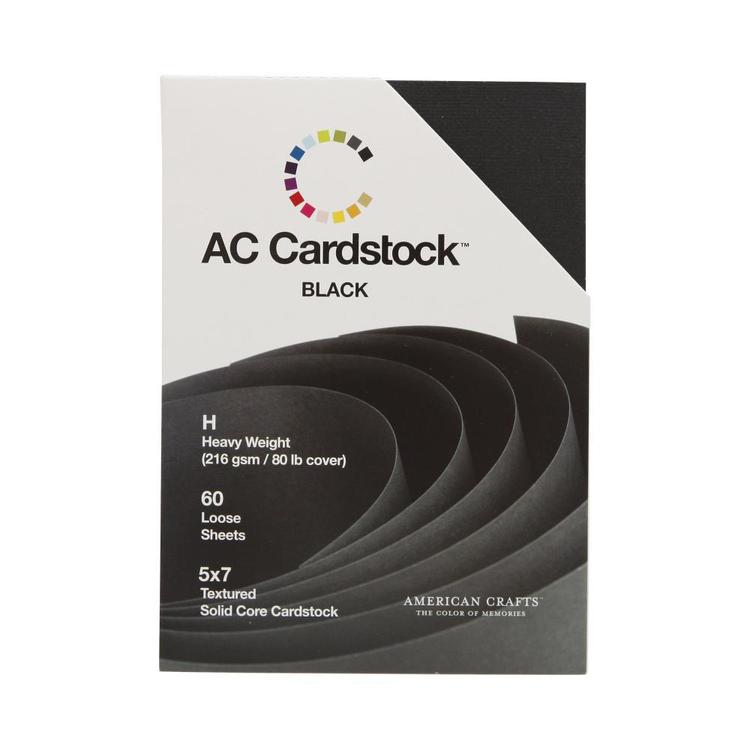 American Crafts Cardstock 60 Pack Black 12 x 12 in