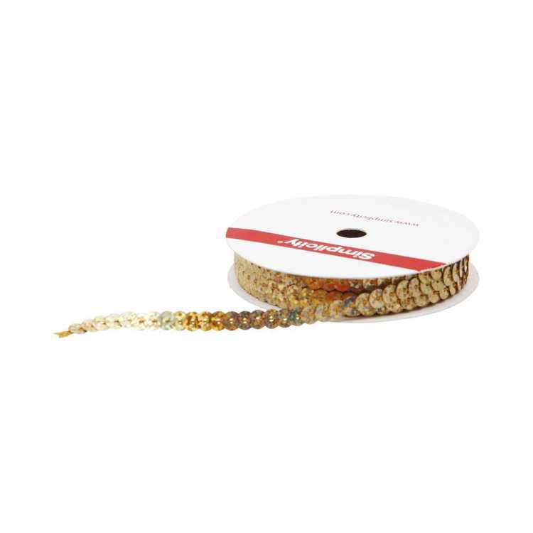 Simplicity Single Strand Sequin Trim Holographic Gold 6 mm x 2.7 m