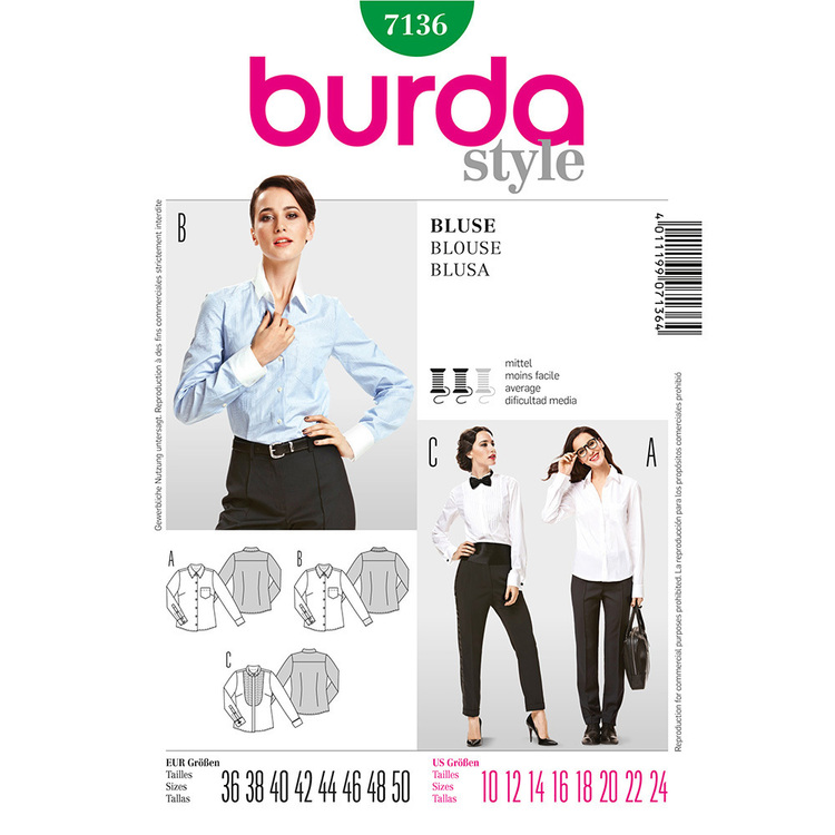 Burda Pattern 7136 Women's Blouse