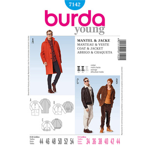 Burda Pattern 7142 Men's Jacket  34 - 44