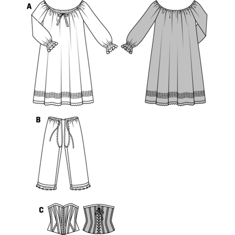 Burda Pattern 7156 Women's Historic Undergarments