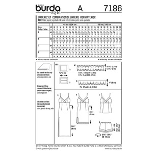 Burda Pattern 7186 Women's Lingerie  10 - 30