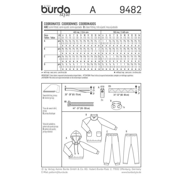 Burda Pattern 9482 Kid's Coordinates  10 - 14