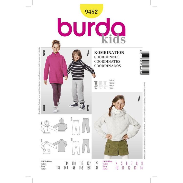 Burda Pattern 9482 Kid's Coordinates  10 - 14