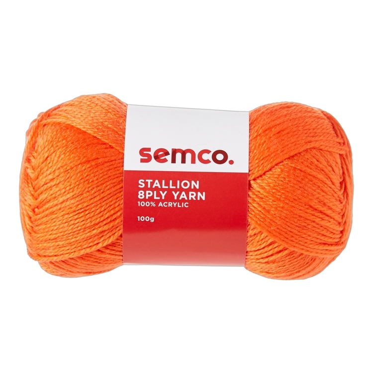 Semco Stallion 8 Ply Yarn 100 g Orange 100g