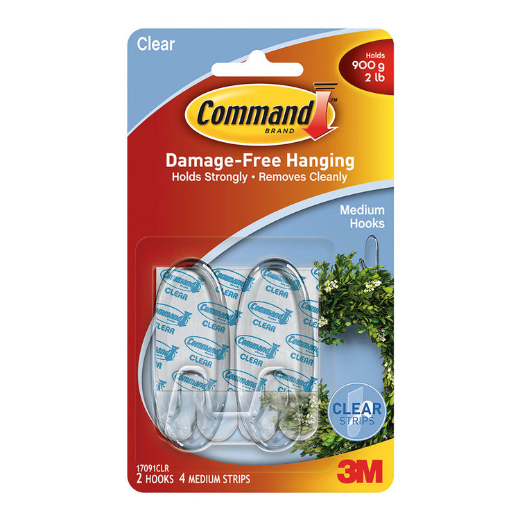 3M Command Medium Clear Hooks Clear