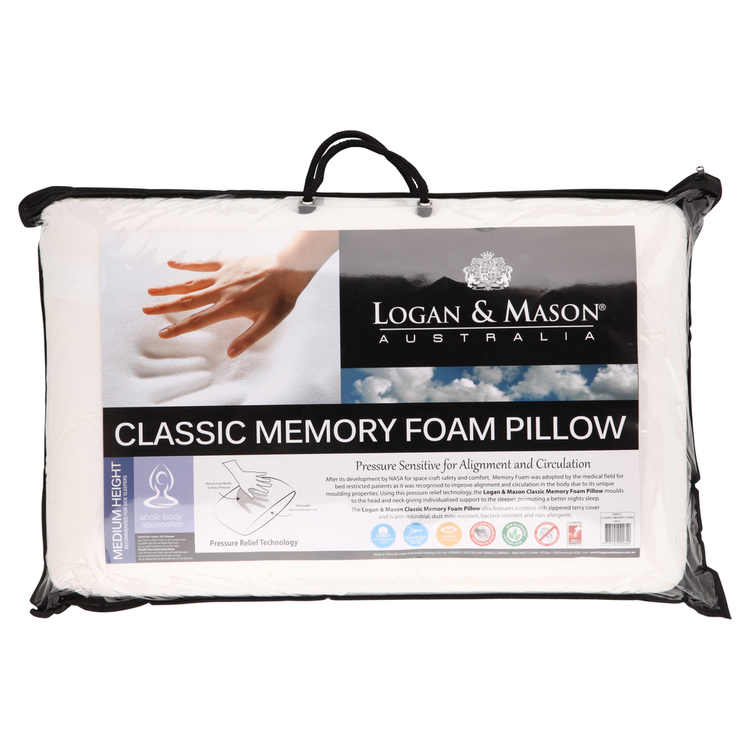 Logan & Mason Classic Memory Foam Pillow White Standard