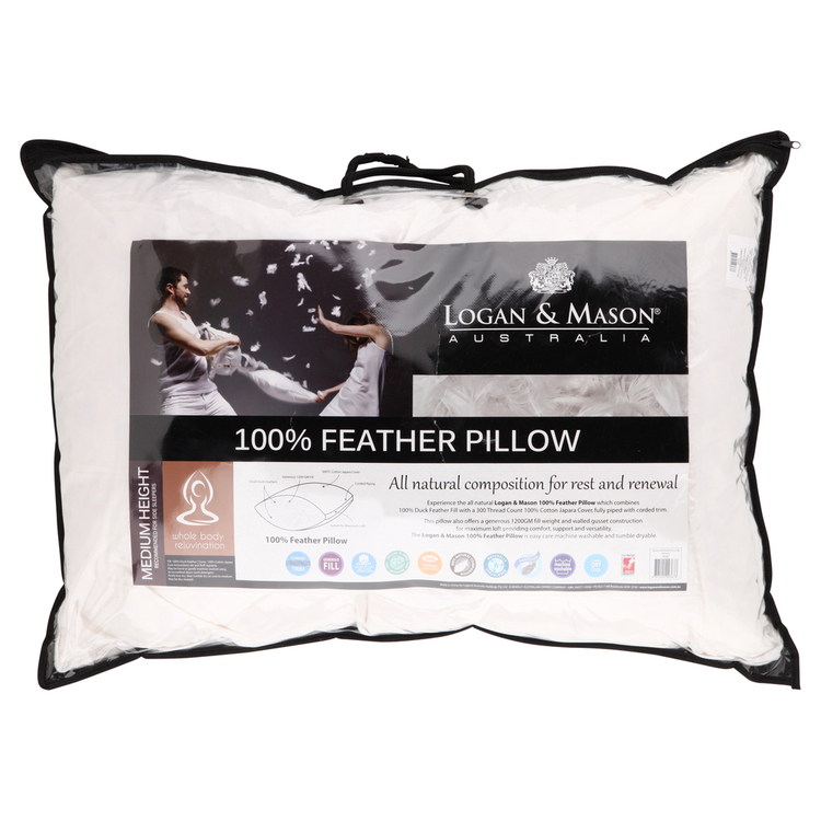 Logan & Mason 100% Feather Pillow White Standard