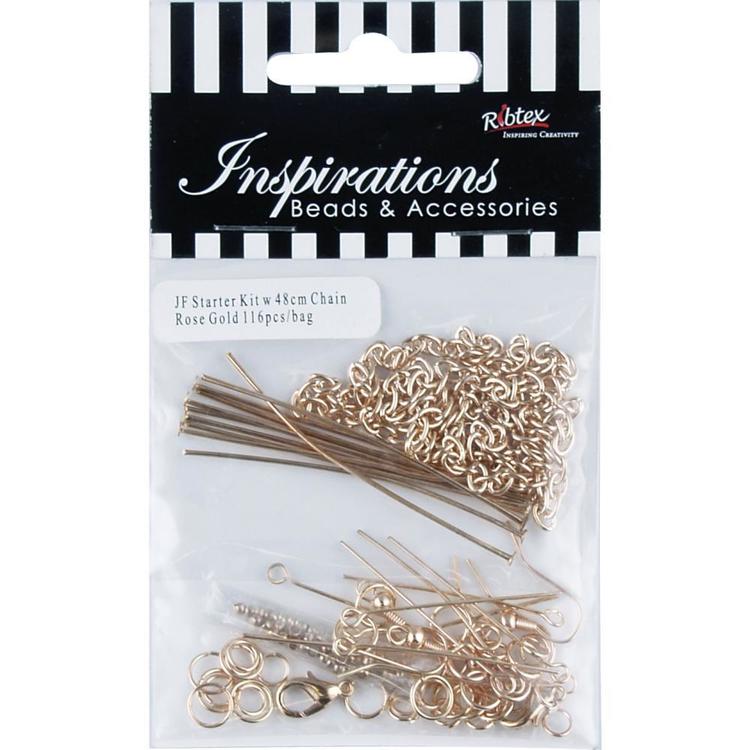 Ribtex Inspirations Findings Starter Kit With Chain Rose
