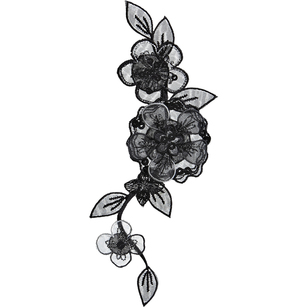 Simplicity Elegant Expressions Black Flower On Vine Large Applique Black 19 cm