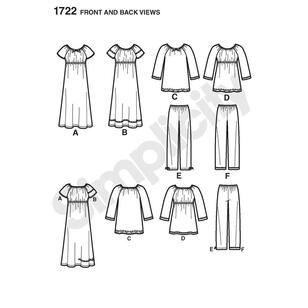 Simplicity Pattern 1722 Girl's Sleepwear