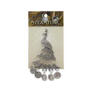 Steampunk Peacock Pendant Silver