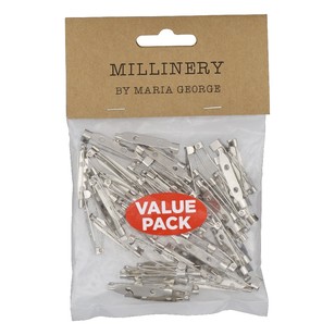 Maria George Craft Brooch Backs 50 Piece Value Pack Silver 30 mm