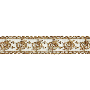 Simplicity Metallic Sheer Lace Antique Gold 30 mm