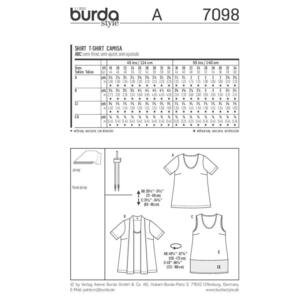 Burda Pattern 7098 Women's T Shirt  18 - 34