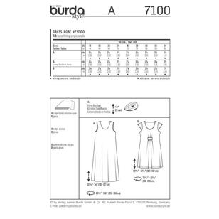 Burda Pattern 7100 Women's Dress  18 - 34