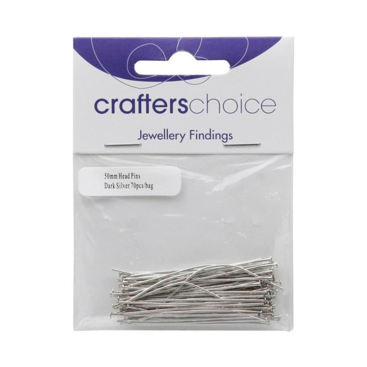 Crafters Choice Head Pins Dark Silver 50 mm