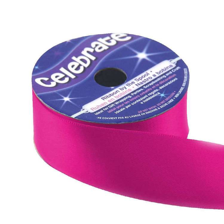 Pusha Color Ribbon Celebrate 25 mm Satin Ribbon Fuchsia | Spotlight Australia