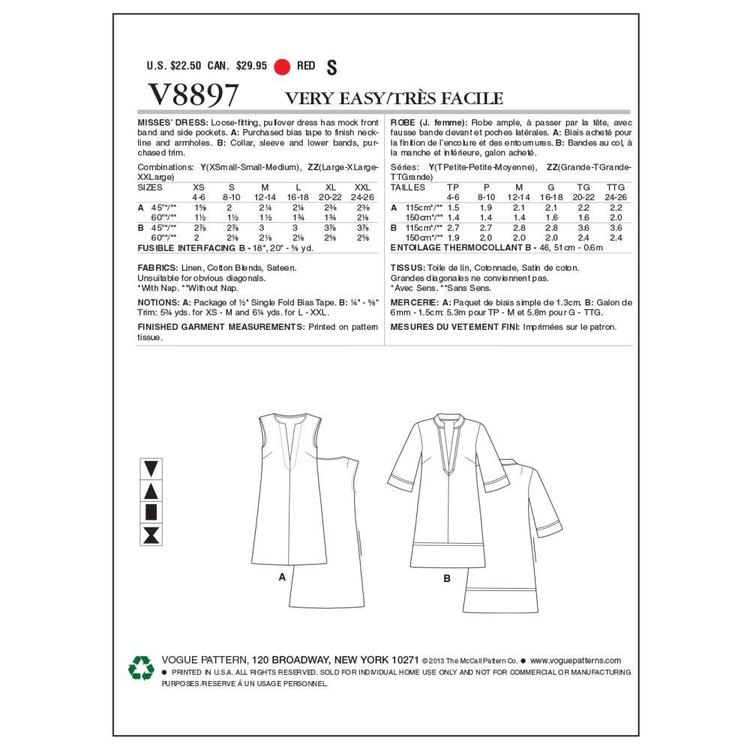 Vogue Pattern V8897 Misses' Dress