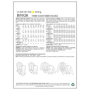 Butterick Pattern B5928 Misses' Vest & Jacket