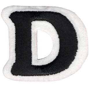 Simplicity Embroidered Letter D Iron On Motif Black 35 mm