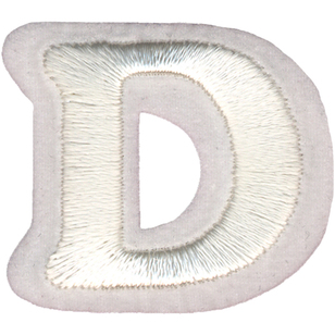 Simplicity Embroidered Letter D Iron On Motif White 35 mm