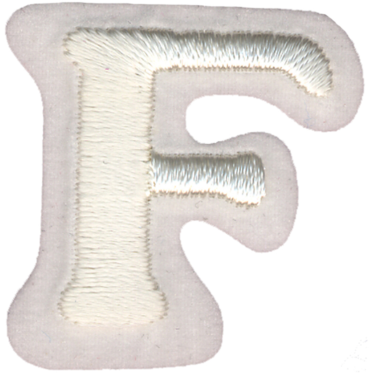 Simplicity Embroidered Letter F Iron On Motif White 35 mm