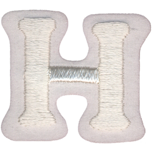 Simplicity Embroidered Letter H Iron On Motif White 35 mm