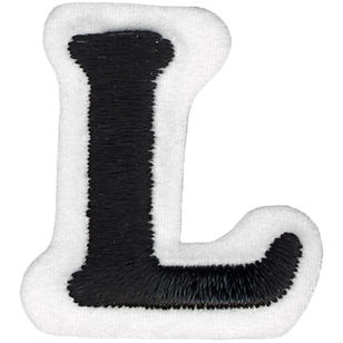Simplicity Embroidered Letter L Iron On Motif Black 35 mm