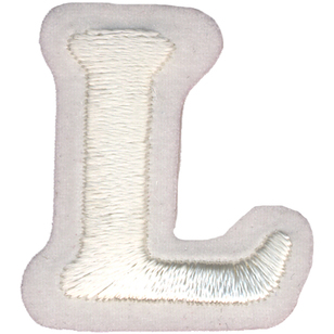 Simplicity Embroidered Letter L Iron On Motif White 35 mm