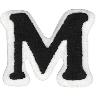 Simplicity Embroidered Letter M Iron On Motif Black 35 mm