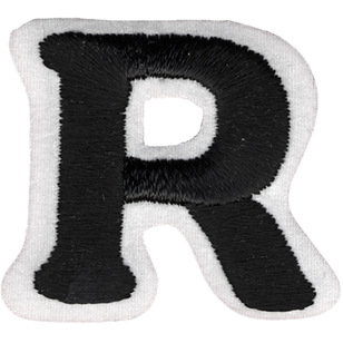 Simplicity Embroidered Letter R Iron On Motif Black 35 mm