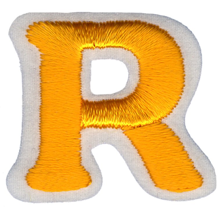 Simplicity Embroidered Letter R Iron On Motif Gold