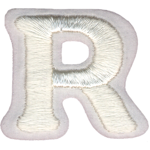 Simplicity Embroidered Letter R Iron On Motif White 35 mm