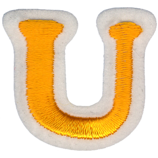 Simplicity Embroidered Letter U Iron On Motif Gold 35 mm