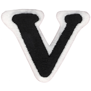 Simplicity Embroidered Letter V Iron On Motif Black 35 mm