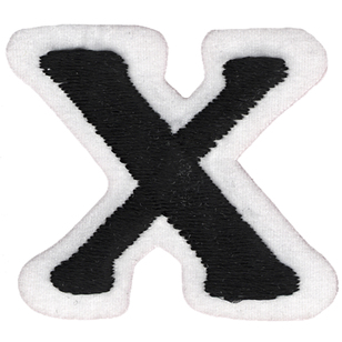 Simplicity Embroidered Letter X Iron On Motif Black 35 mm