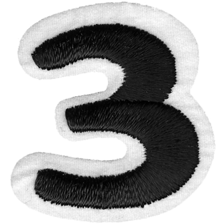 Simplicity Embroidered Number 3 Iron On Motif Black 35 mm