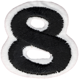 Simplicity Embroidered Number 8 Iron On Motif Black 35 mm