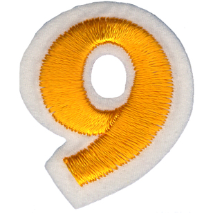 Simplicity Embroidered Number 9 Iron On Motif Gold 35 mm