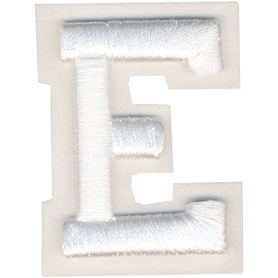 Simplicity Raised Letter E Iron On Motif White 55 mm