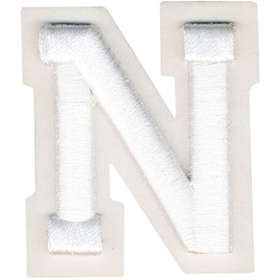 Simplicity Raised Letter N Iron On Motif White 55 mm