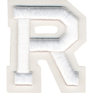 Simplicity Raised Letter R Iron On Motif White 55 mm