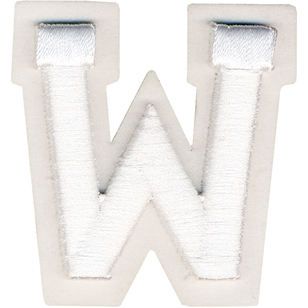 Simplicity Raised Letter W Iron On Motif White 55 mm