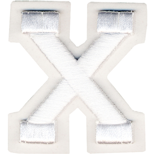 Simplicity Raised Letter X Iron On Motif White 55 mm