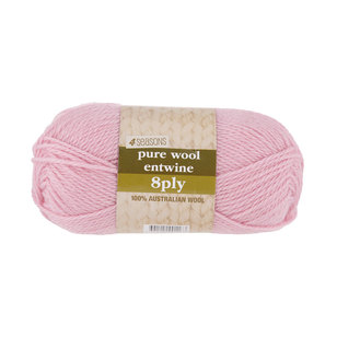 4 Seasons Pure Wool Entwine 8 Ply Yarn 100 g Baby Pink 100 g