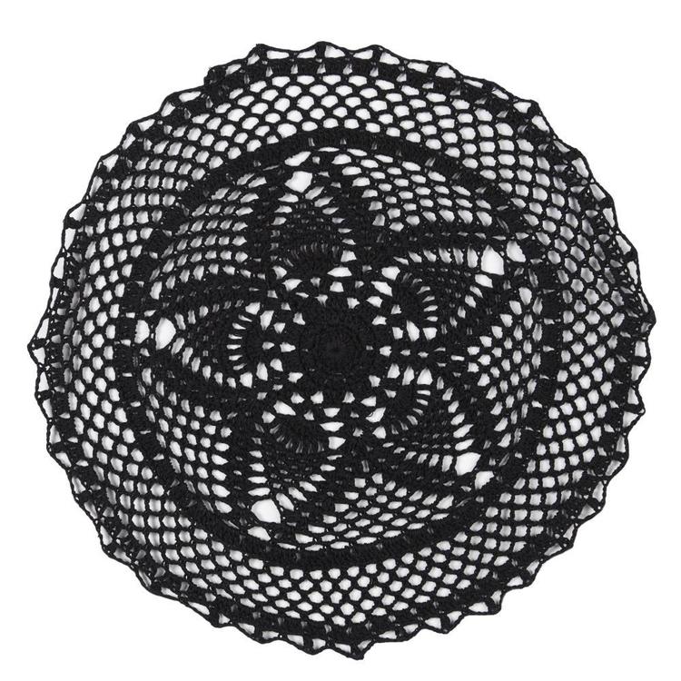 Ladelle Daisy Crochet Placemat Black