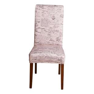 Ardor Surefit Script Dining Chair Cover Linen Script Chair