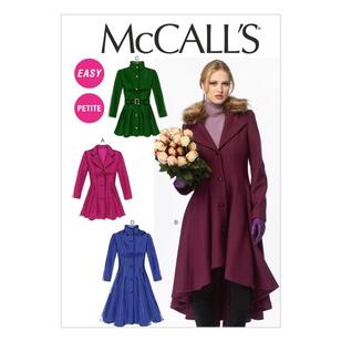 McCall's Pattern M6800 Miss Petite Lined Coats Belt & Detachable Collar & Hood